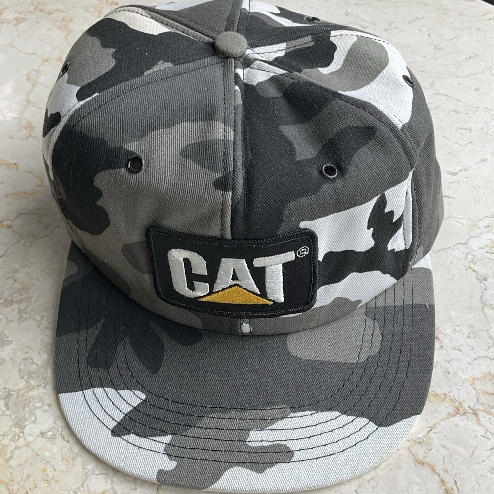 Cat Diesel Camo‎ Trucker Hat Patch Tonkin USA Black White Gray Snapback Vintage